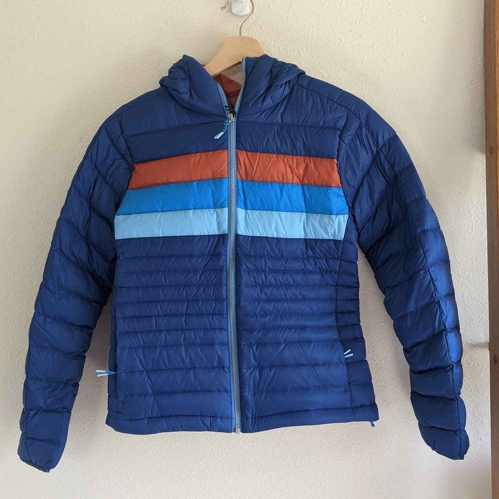 NWT Cotopaxi Women's Fuego Down Hooded Jacket - Pacific Stripes Sz XS